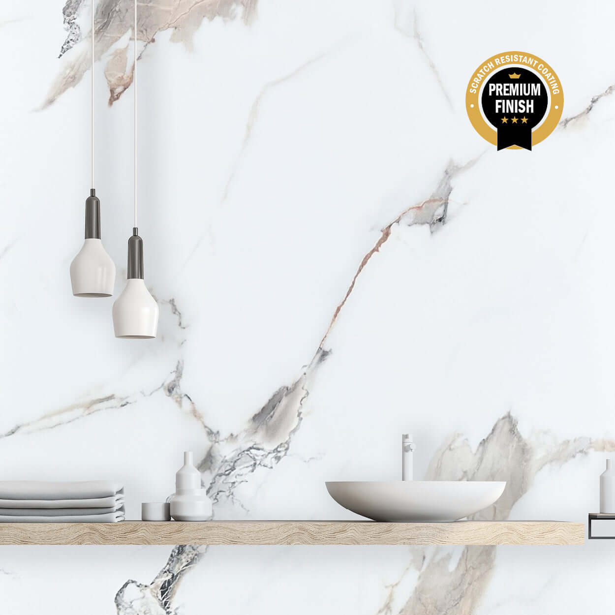 Panel de ducha Calacatta Marble Ultra Mate de 10 mm (1 m x 2,4 m)