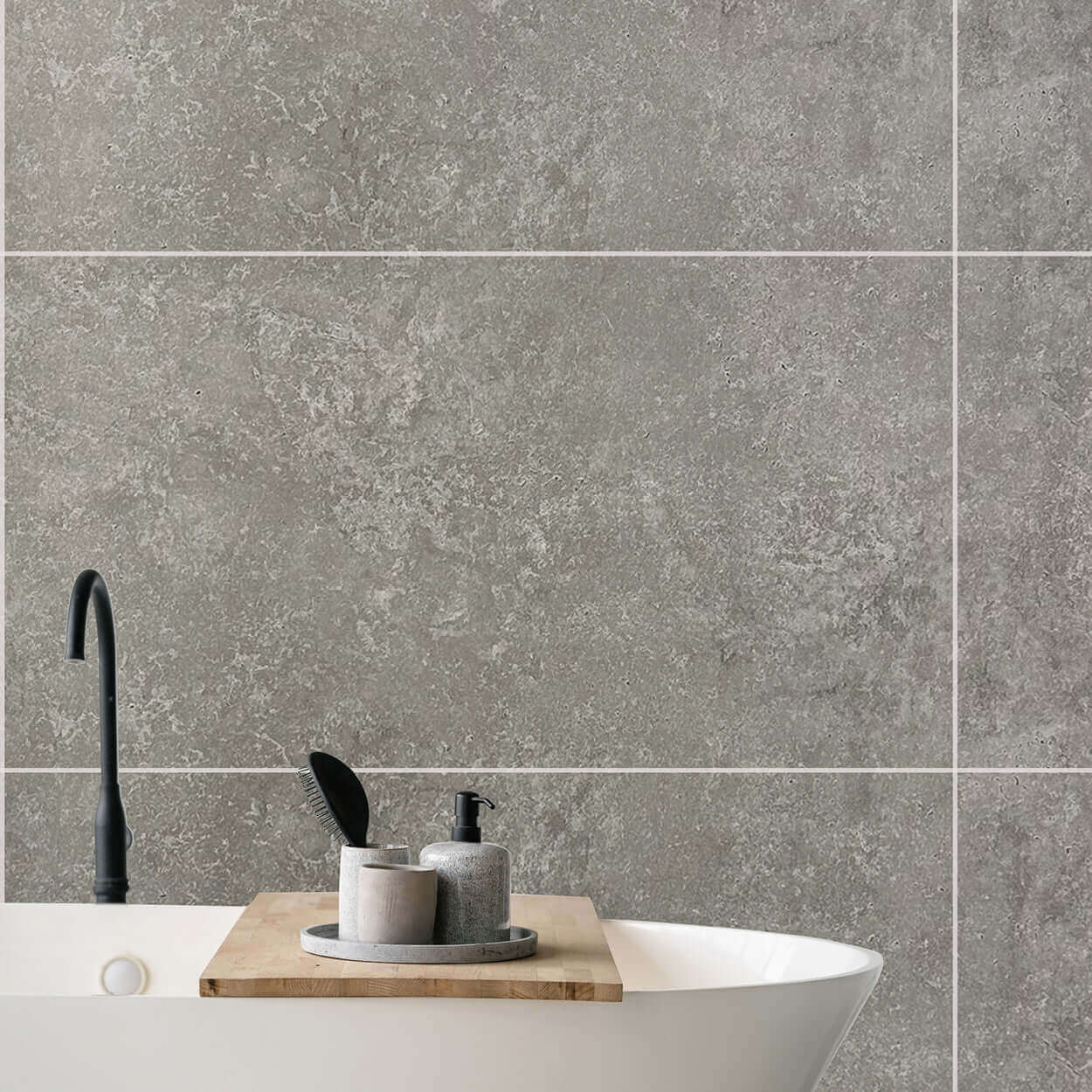 Panel de ducha Light Concrete Large Tile Mate de 10 mm (1 m x 2,4 m)