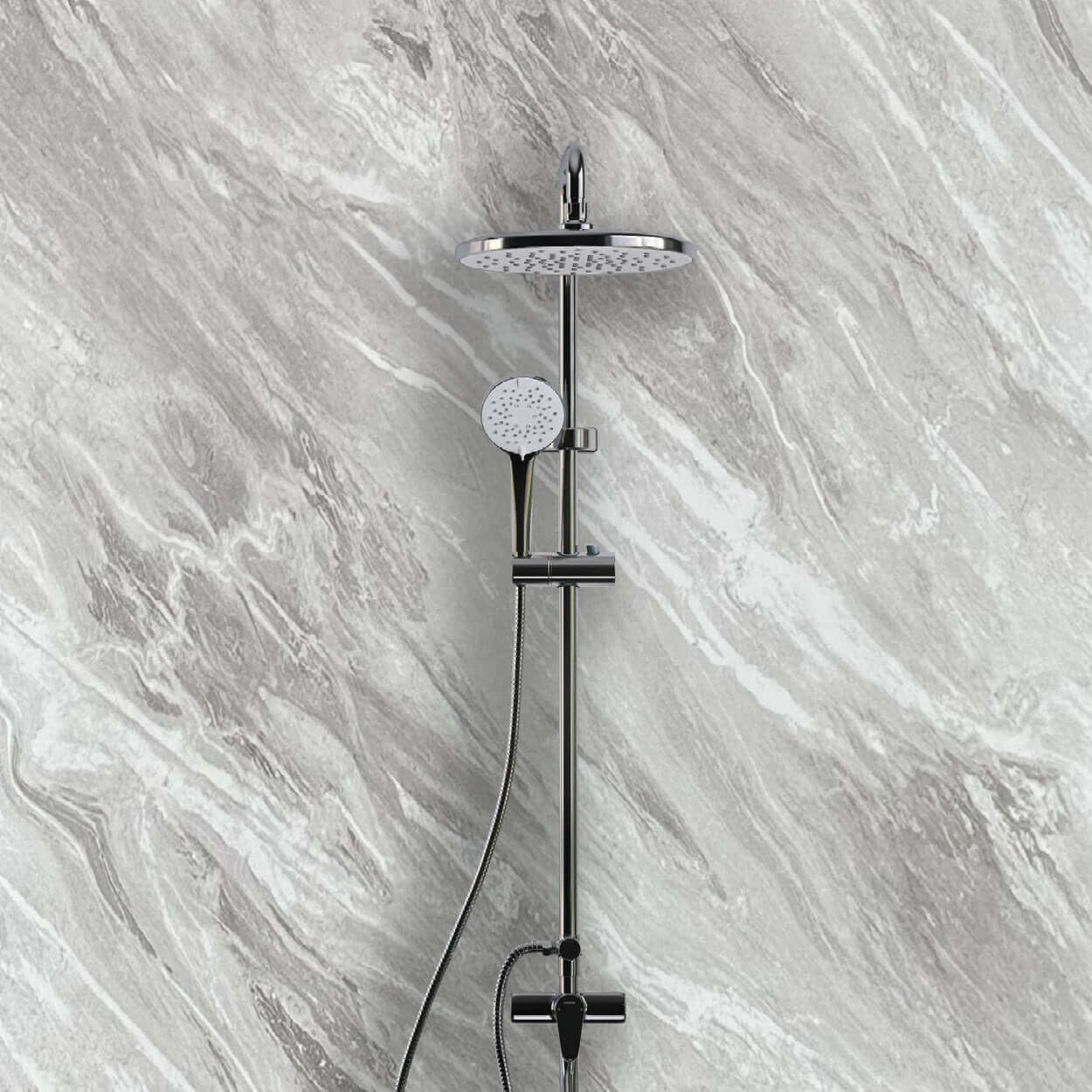 Panel de ducha Light Grey Marble Brillante de 10 mm (1 m x 2,4 m)