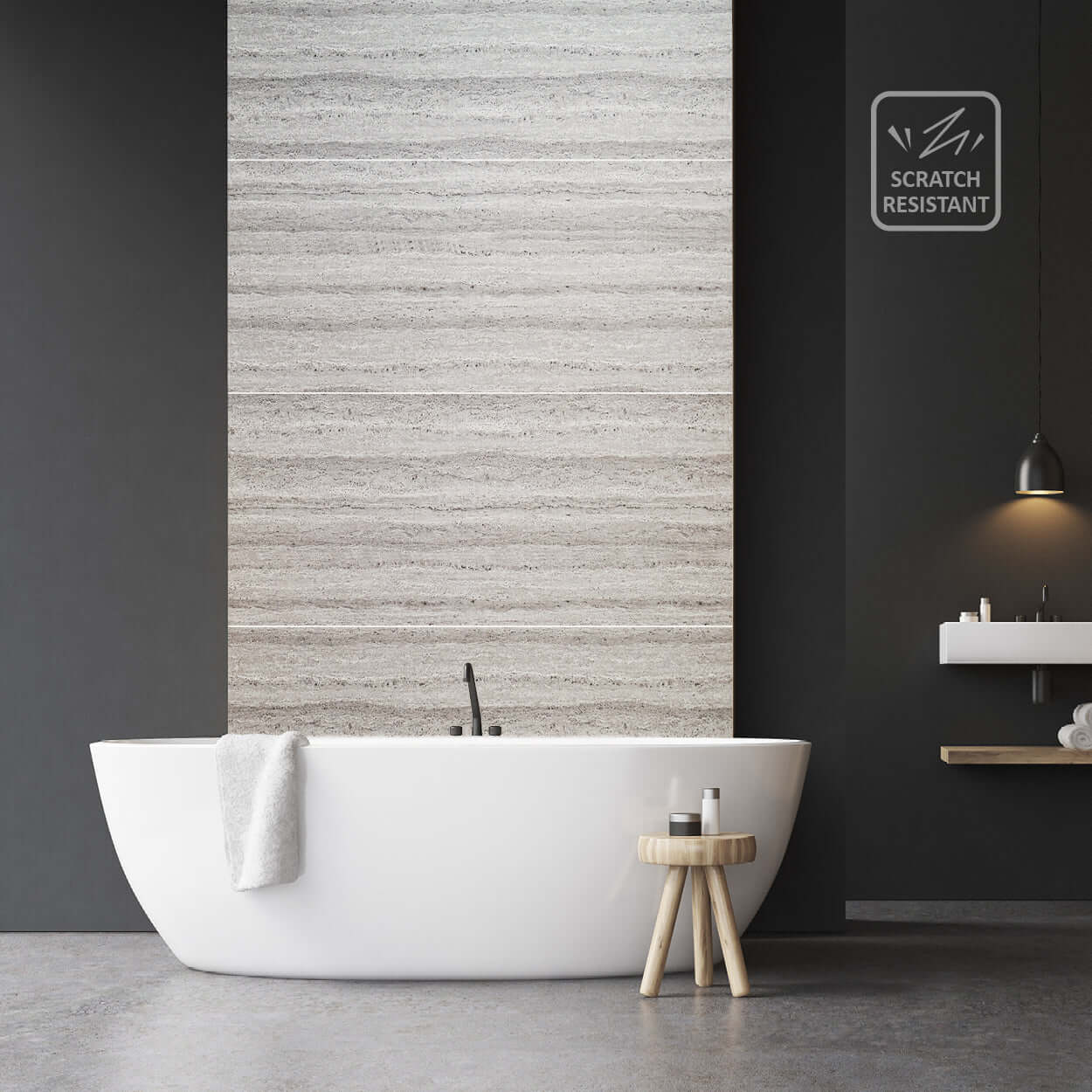 Panel de ducha Grey Travertine Large Tile Ultra Mate de 10 mm (1 m x 2,4 m)