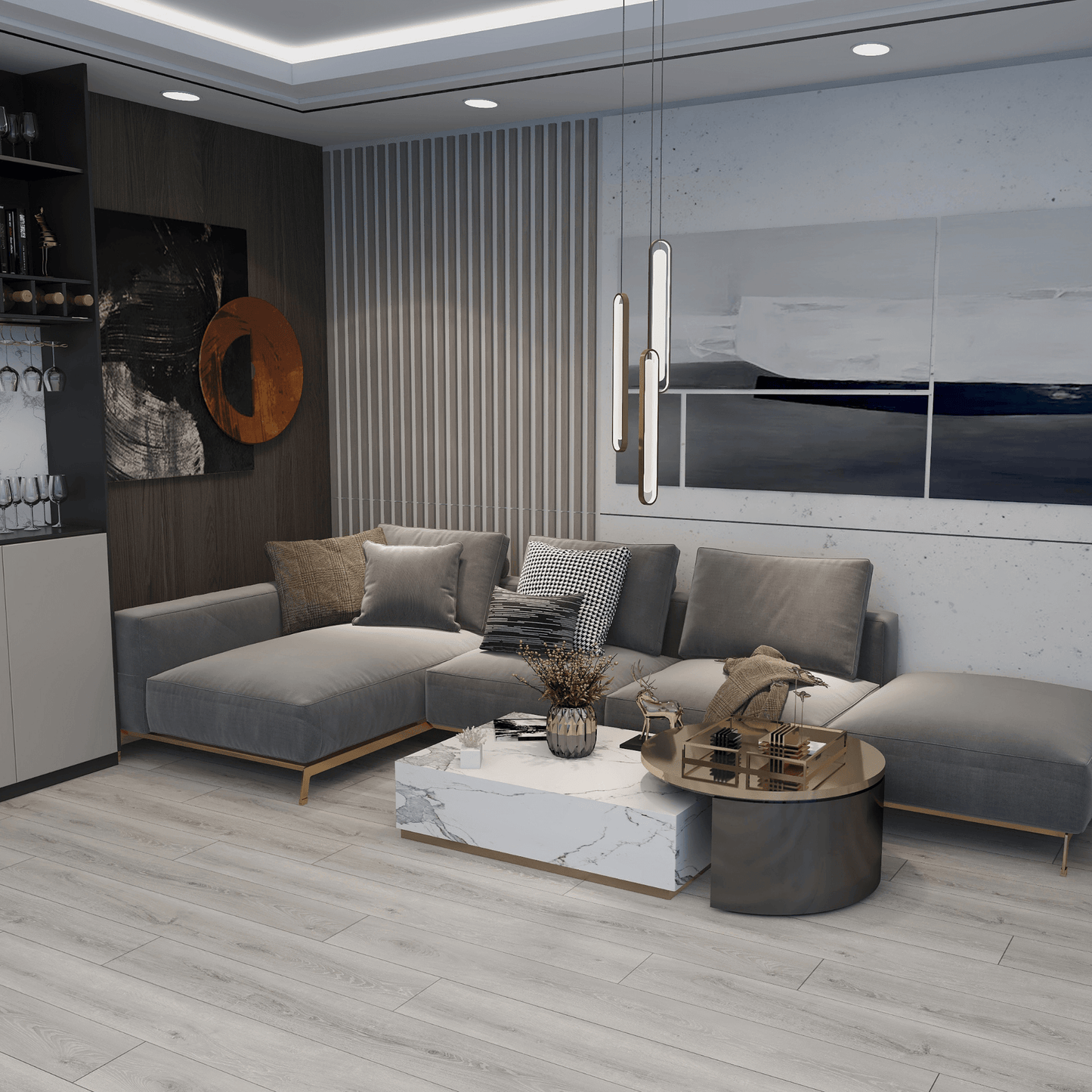 Suelo vinílico Roble Gris con sistema de clic – 1,75 m²