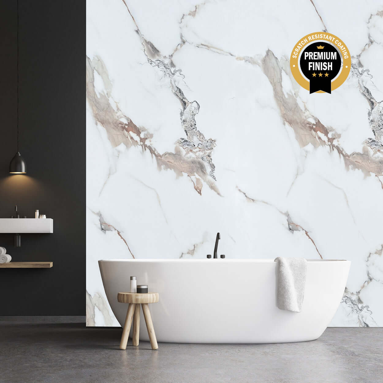 Panel de ducha Calacatta Marble Ultra Mate de 10 mm (1 m x 2,4 m)