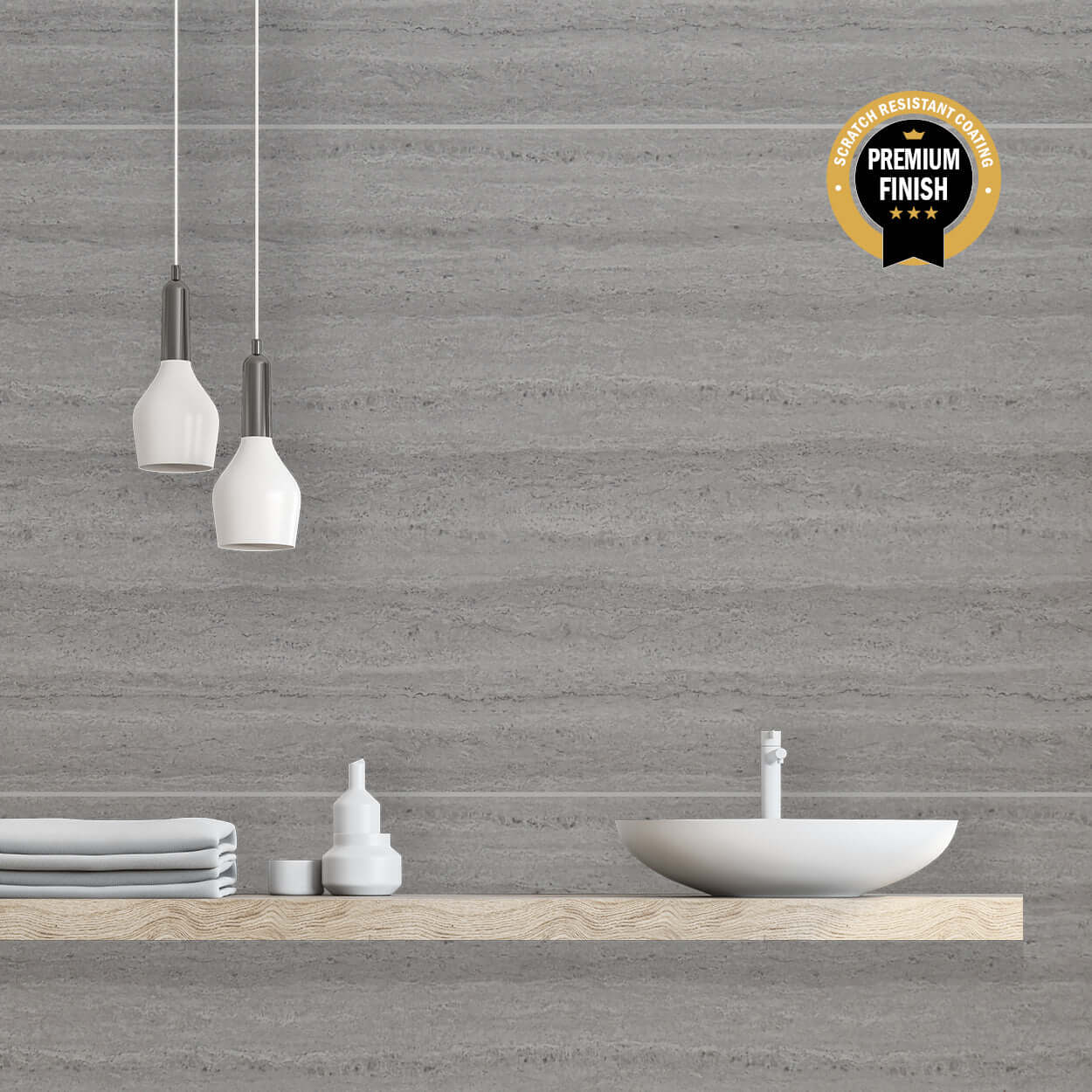 Panel de ducha Grey Travertine Large Tile Ultra Mate de 10 mm (1 m x 2,4 m)