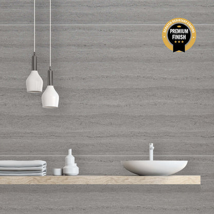 Panel de ducha Grey Travertine Large Tile Ultra Mate de 10 mm (1 m x 2,4 m)