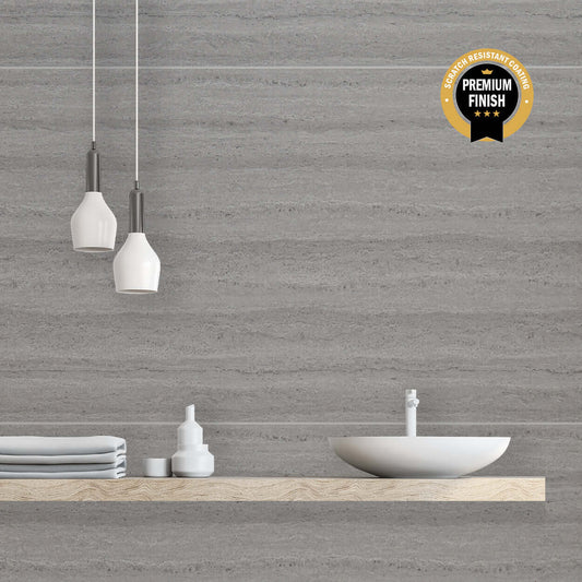 Panel de ducha Grey Travertine Large Tile Ultra Mate de 10 mm (1 m x 2,4 m)