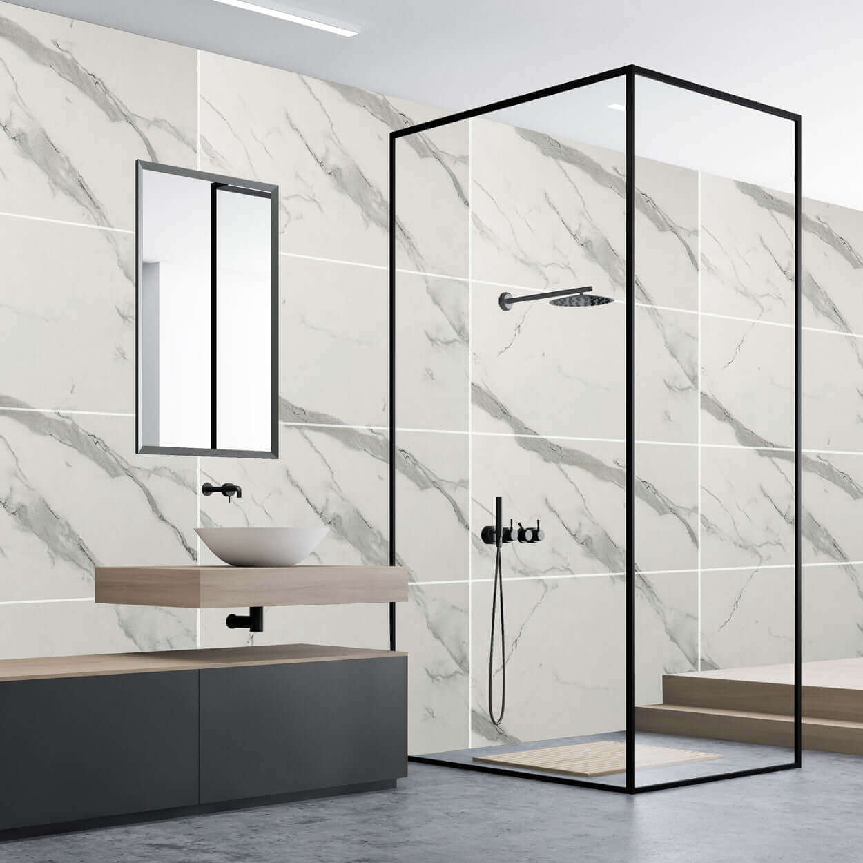 Panel de ducha Carrara Marble Large Tile Mate de 10 mm (1 m x 2,4 m)