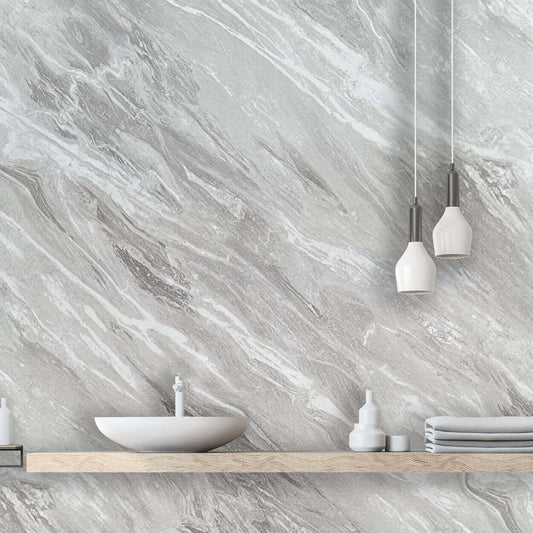 Panel de ducha Light Grey Marble Brillante de 10 mm (1 m x 2,4 m)