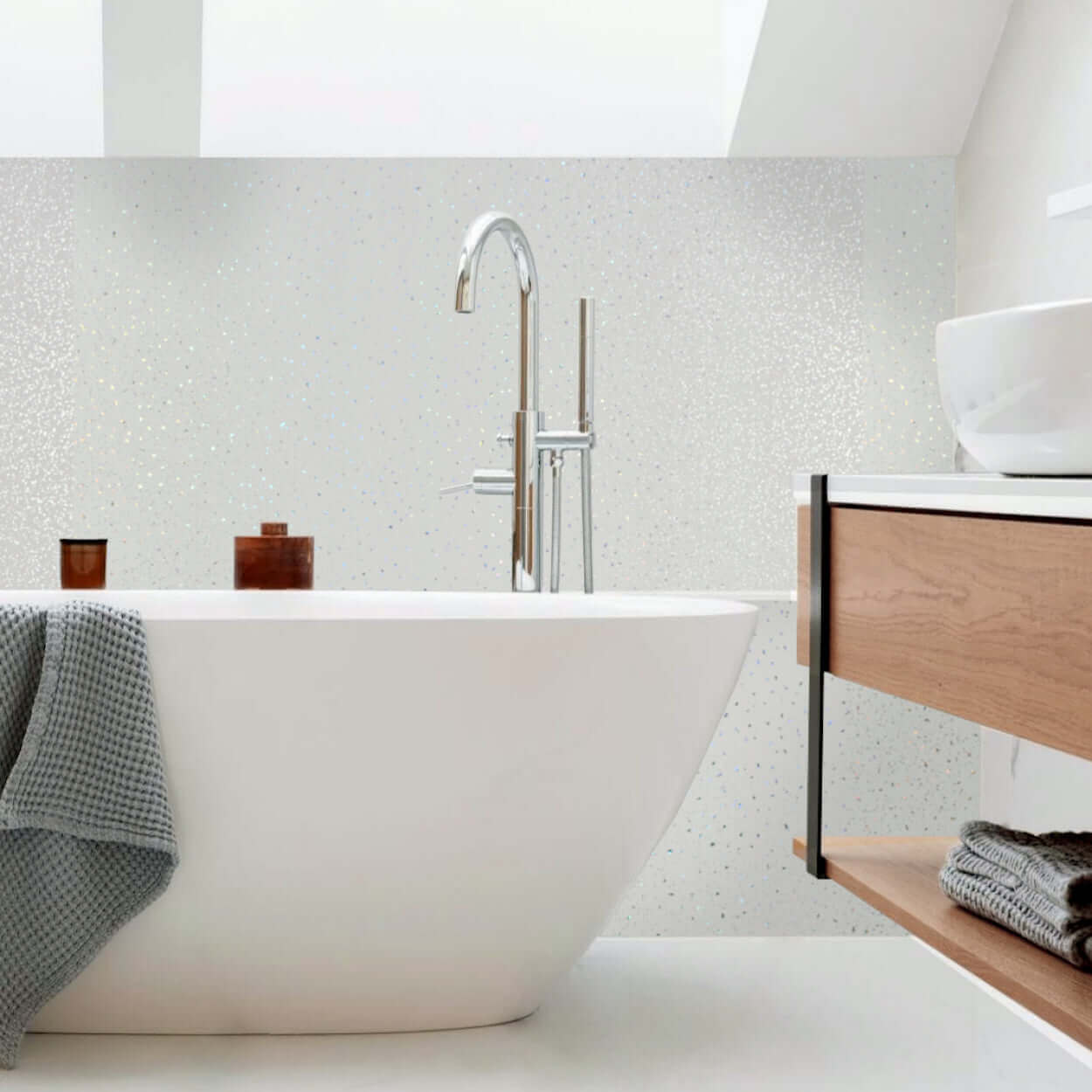 Panel de ducha Platinum White Sparkle Brillante de 10 mm (1 m x 2,4 m)