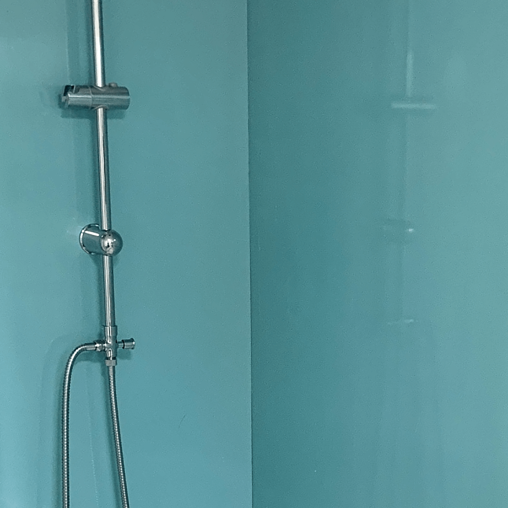 Panel de ducha Aqua Blue Shimmer Brillante con Brillos de 10 mm (1 m x 2,4 m)