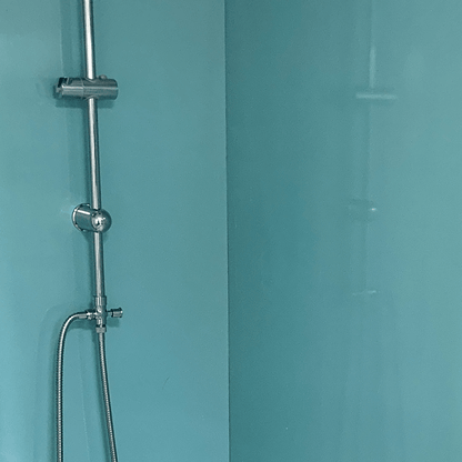 Panel de ducha Aqua Blue Shimmer Brillante con Brillos de 10 mm (1 m x 2,4 m)