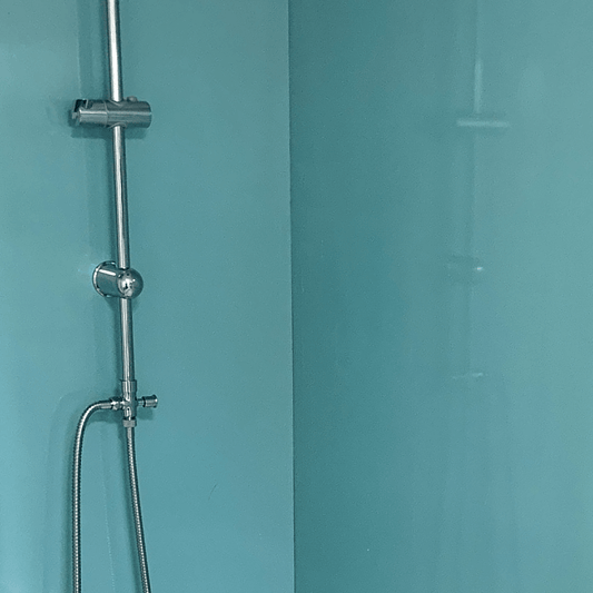 Panel de ducha Aqua Blue Shimmer Brillante con Brillos de 10 mm (1 m x 2,4 m)