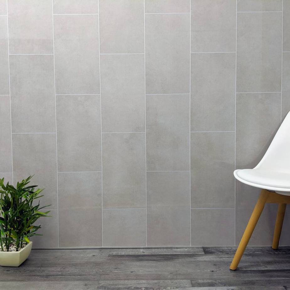 Panel de pared para baño Classic Grey con efecto de azulejo, de 8 mm (2,6 m)