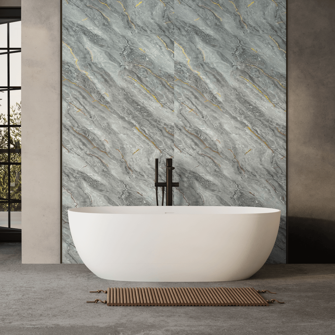 Panel de ducha Gilded Grey Brillante de 10 mm (1 m x 2,4 m)