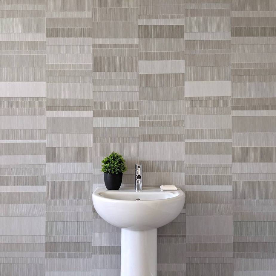 Panel de pared para baño Light Grey Mosaic de 8 mm (2,6 m)