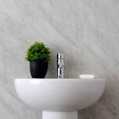 Panel de pared para baño de mármol Storm Grey de 8 mm (2,6 m)